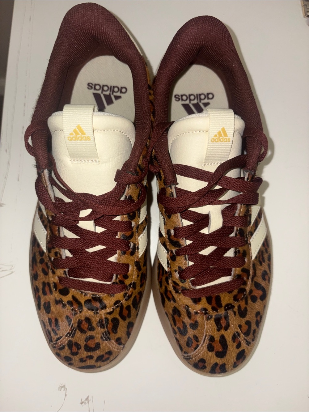 adidas Women’s Leopard Print Sneakers in Brown, Cream & Burgundy
